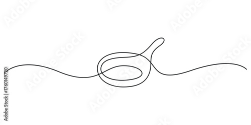 Frying pan continuous one line drawing minimalist outline vector illustration