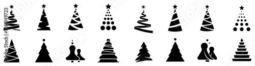 Minimal Christmas Tree Icons Set – Modern Stylized Fir Silhouette Vector Pack