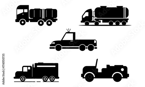 set of truck car silhouette logo vector
