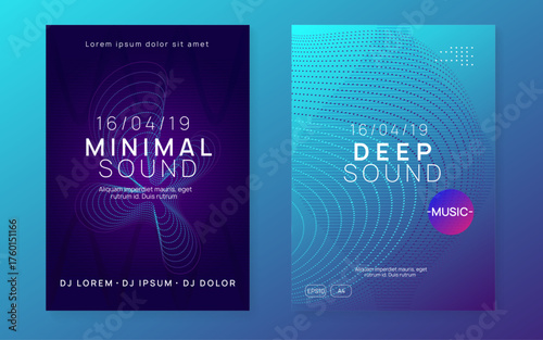 Night Club Banner. Green Dj Magazine. Music Concert Graphic. Festival Vector. Dance Flyer. Violet Night Club Poster. Soundwave Disco Illustration. Blue Night Club Banner