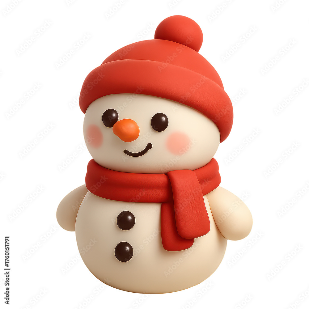 Fototapeta premium 3D Snowman Decoration Icon for Christmas Winter Holiday PNG