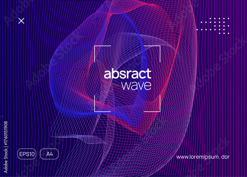 Techno Set. Edm Festival Graphic. Dance Poster. Concert Cover. Violet Night Club Flyer. Electronic Beat Illustration. Blue Fest Event. Green Techno Set