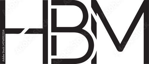Minimalist HBM monogram logo – black-and-white design of interconnected letters “H,” “B,” and “M” with bold lines for branding, initials, and modern identity.
