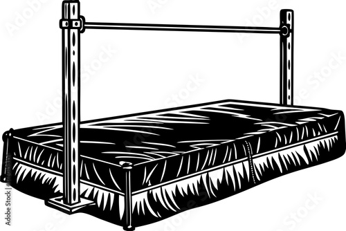 High Jump Equipment: A striking illustration of high jump apparatus, showing the bar suspended above the safety mat, ready for athletes to take flight.