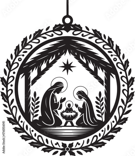 Elegant Nativity scene with star of Bethlehem hope