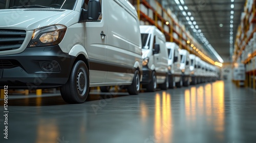 Transport fleet management warehouse logistics vehicle image indoor setting close-up view efficiency showcase