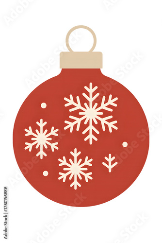 Red Christmas ornament with snowflakes