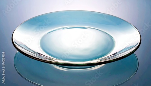 Reflective Glass Plate on Blue Surface