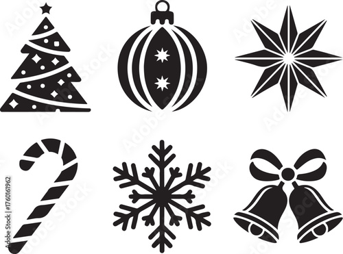 Classic Christmas icons set for holiday designs