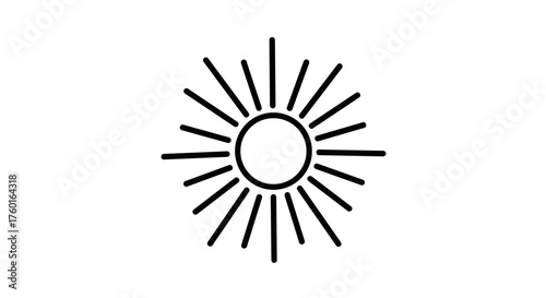 This is a simple line art illustration of a sun with radiating beams of light.