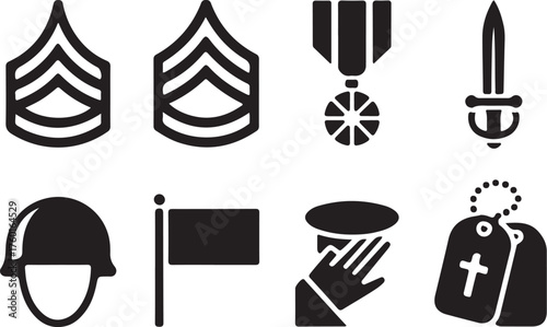 Military icons celebrate honor, service, and duty