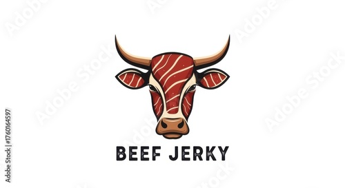Creative stylized bull head logo suitable for beef jerky or meat snacks