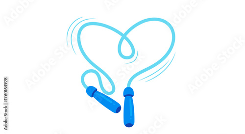 Skipping rope creates a heart shape symbolizing fitness and healthy living.