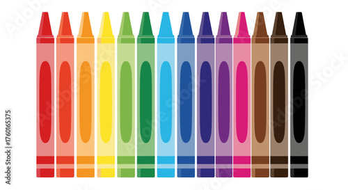 A rainbow of colorful crayons ready for artistic expression and creative projects.