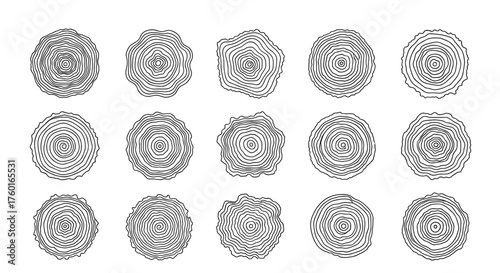 An assortment of abstract circular patterns with varying textures and shapes.