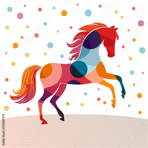 抽象水玉模様をまとった馬ベクター素材
