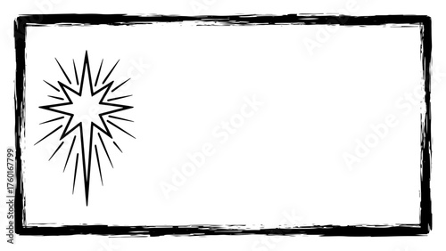 Hand drawn Star of Bethlehem in a grunge brush stroke frame Vector Christmas religious symbol illustration