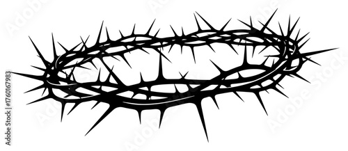 Crown of Thorns silhouette vector illustration. Christian religious symbol of the passion and suffering of Jesus Christ.