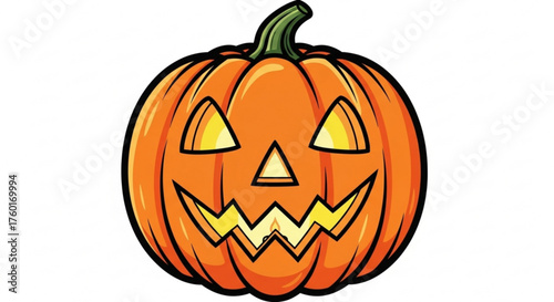 Cartoon halloween pumpkin with carved face, creating a spooky and festive decoration for the halloween season