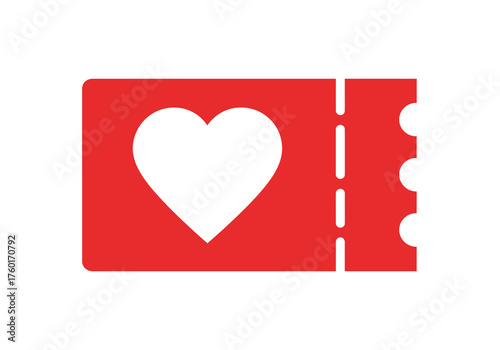 Red ticket with white heart symbol