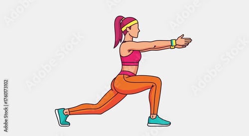 Woman performing a lunge exercise, fitness and workout concept.