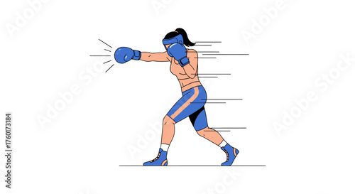 Female Boxer Delivering a Powerful Punch in Training.