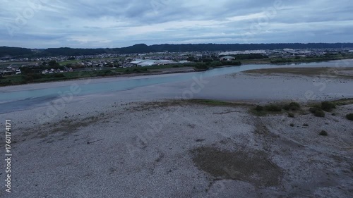 drone at Tenryu river, Shizuoka pref. in Japan