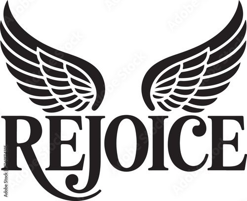 Celebrate joy with elegant wings and uplifting typography