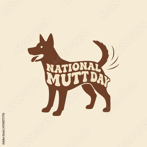 Celebrate National Mutt Day with this adorable illustration of a happy dog, perfect for sharing your love for mixed-breed companions and canine friends everywhere