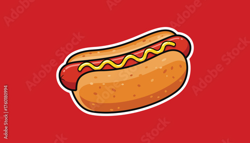 Hot Dog with Mustard Cartoon Vector Illustration