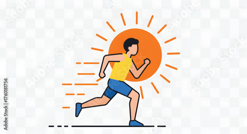 Energetic male runner exercising under the bright summer sun.