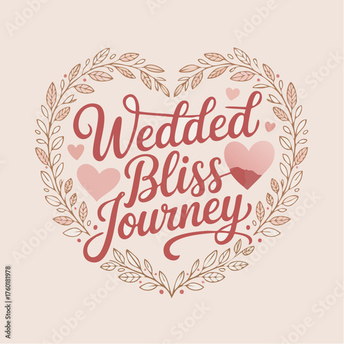 wedded bliss journey; wedding art, newlywed decor, romantic print, love 