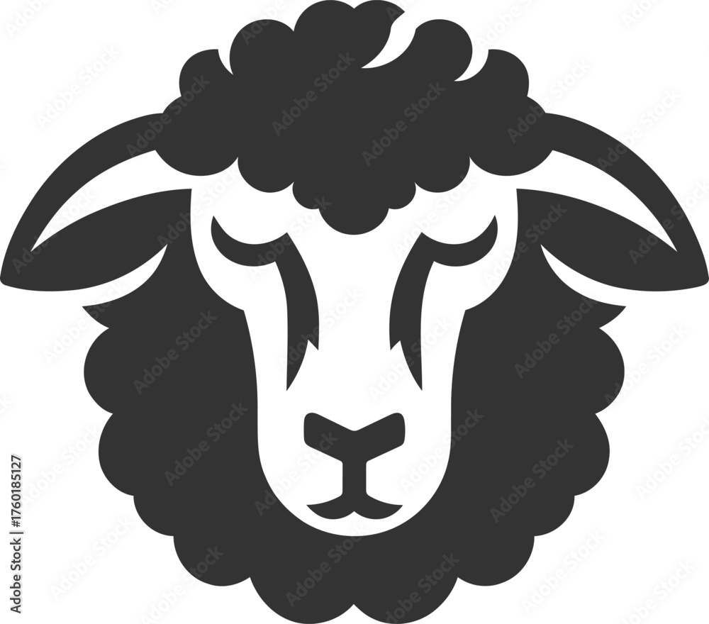 Fototapeta premium Sheep head vector silhouette