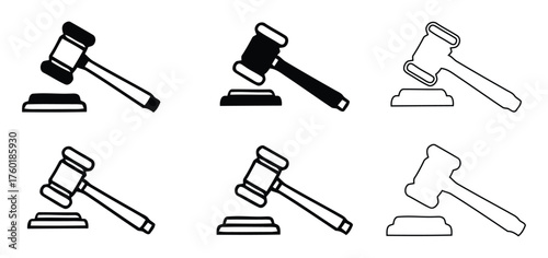 Symbols of Justice Judge Gavel and Sound Block Icons