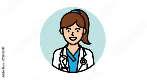 Female doctor or nurse in uniform with stethoscope medical staff character healthcare professional