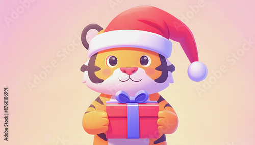 tiger with santa hat