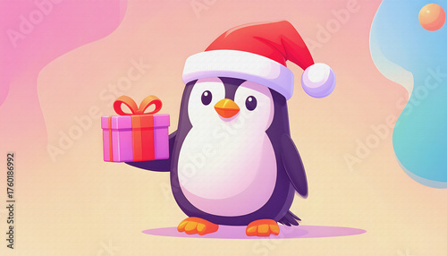 penguin with santa hat