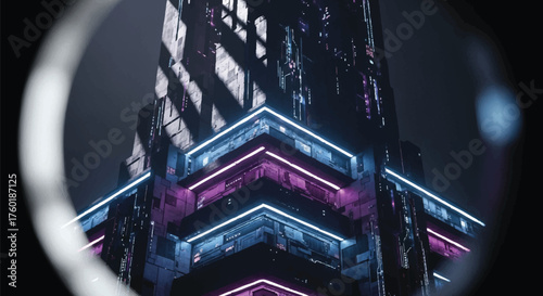 Futuristic Building with Neon Lights A Vision of Modern Architecture and Innovation