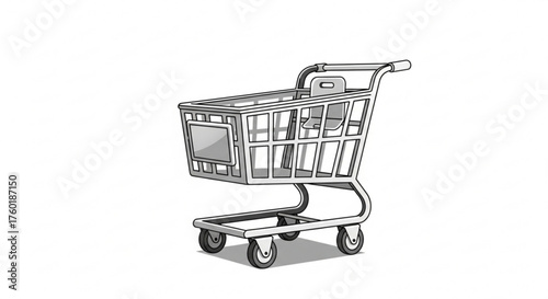 Illustration of a shopping cart, showcasing its design and functionality for retail and consumerism related concepts
