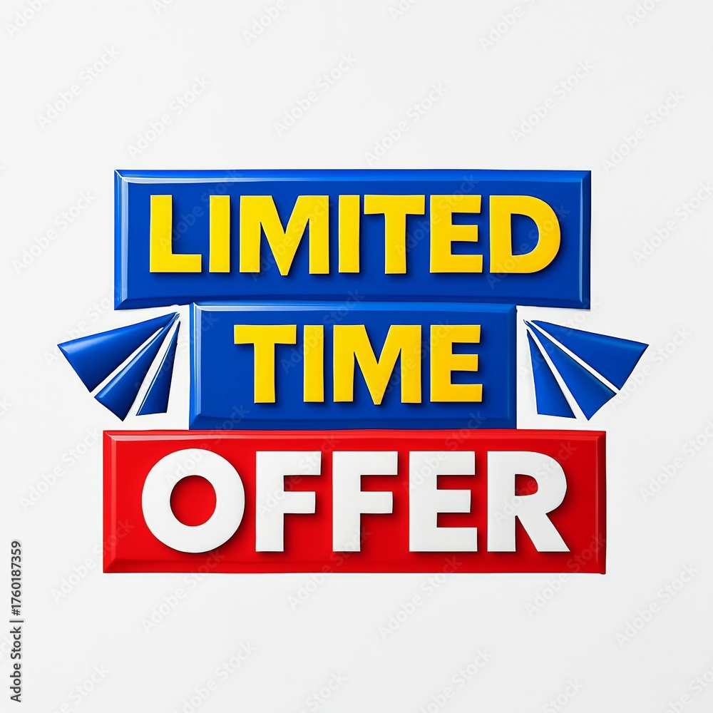 Obraz premium Brightly colored signs announcing a limited time offer for sales and promotions