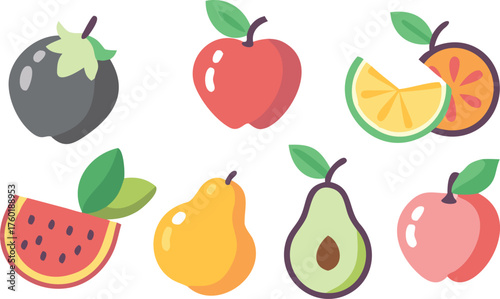 Bright Assorted Fruit Collection With Apple, Pear, Citrus, and Avocado For Fresh, Healthy Stock Imagery
