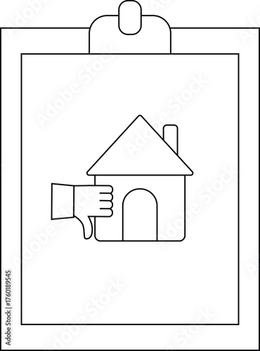 Clipboard shows house with thumbsdown sign indicating disapproval