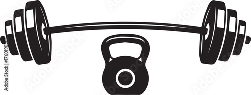 Barbell and Kettlebell Weightlifting Gym Equipment Vector