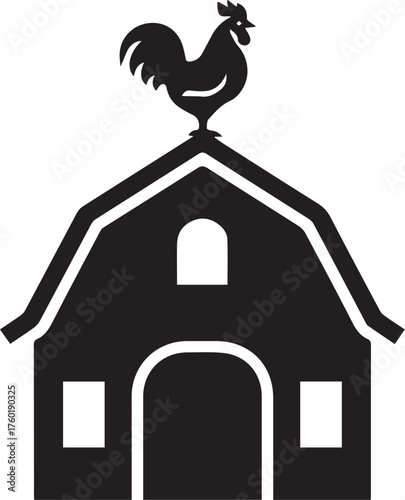 Barn Silhouette with Rooster Weathervane Icon