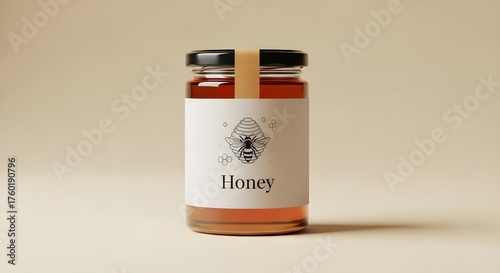 Honey Jar Mockup with Elegant Bee Design for Natural Sweetener Product Presentation