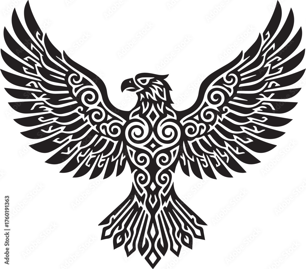 Obraz premium Eagle Head Vector Illustration - Detailed Black and White Drawing