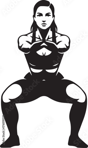 Vector Illustration of a Muscular Woman in a Squat Position