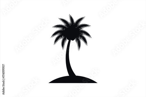 Tropical Palm Tree Island Silhouette Icon
