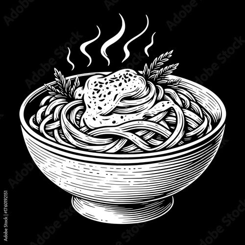 A bowl of steaming ramen with chopstick
