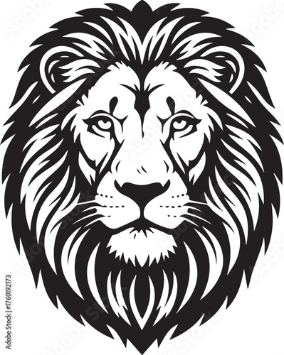 Wallpaper Mural Majestic Lion Head Vector Illustration in Black and White Torontodigital.ca